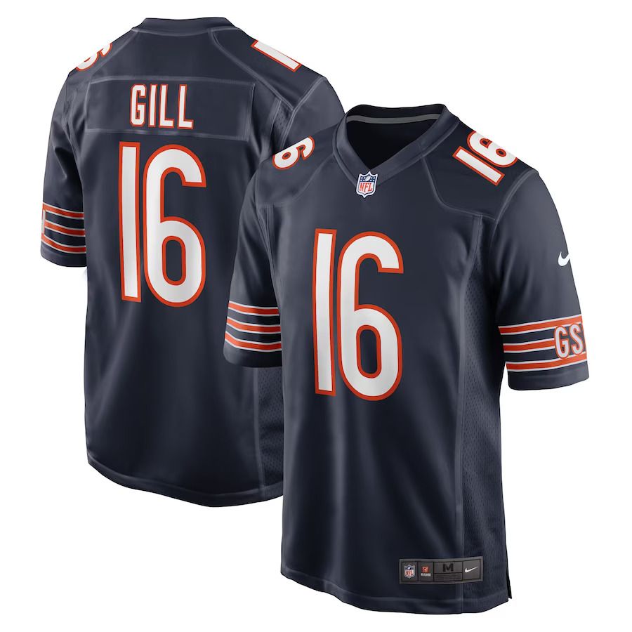 Men Chicago Bears #16 Trenton Gill Nike Navy Game Player NFL Jersey